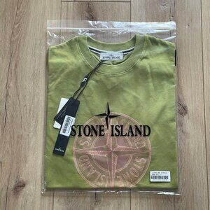 STONE ISLAND MEN'S COTTON GREEN T-SHIRT SMALL